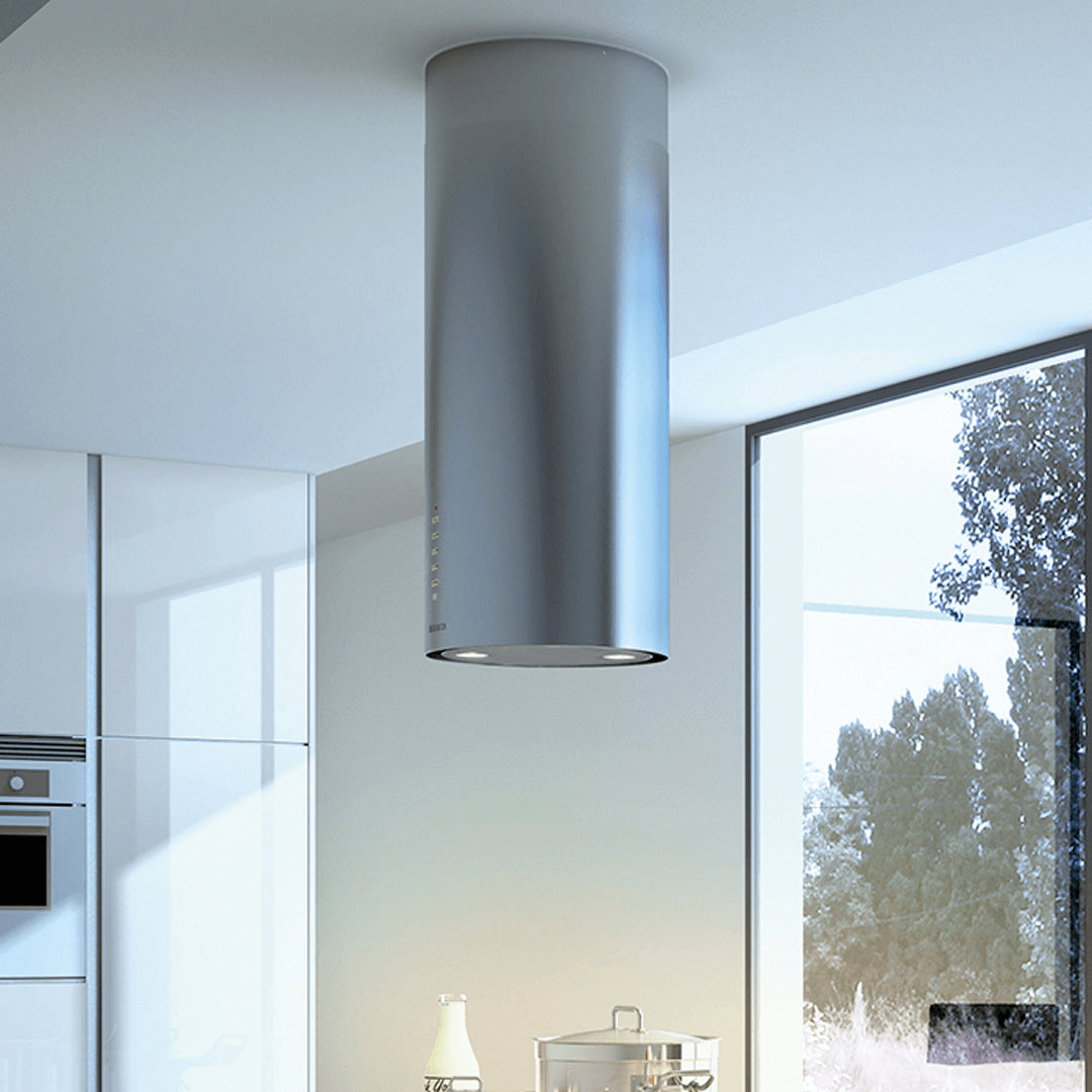 Faber Cylindra Isola 15" Island Mount Range Hood In Stainless Steel
