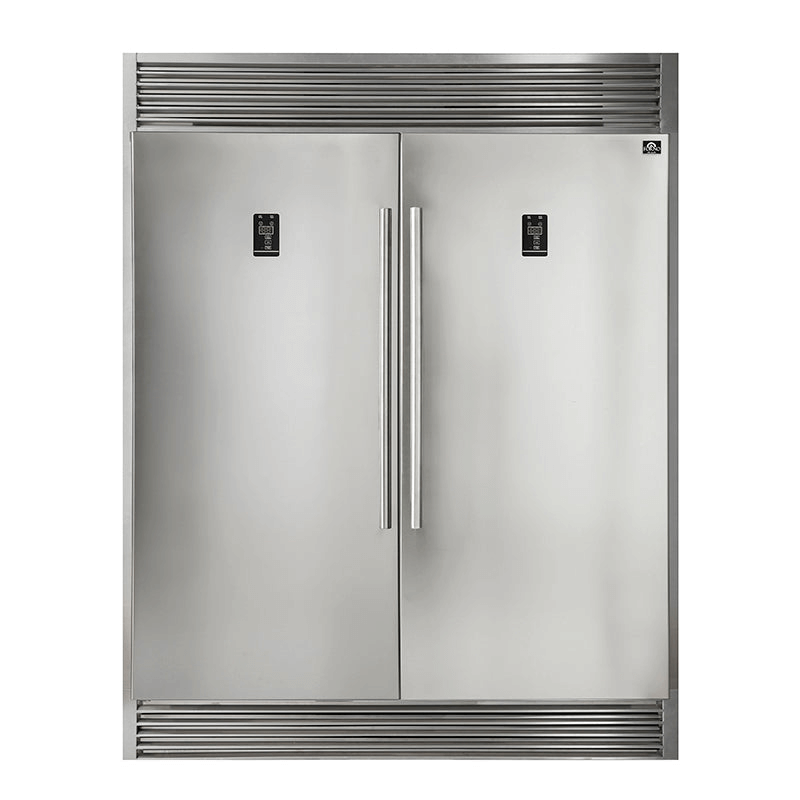 Forno Rizzuto - 60 in. 27.6 cu. ft. Pro-Style Dual Combination Fridge/Freezer Refrigerator in Stainless Steel (FFFFD1933-60S) - white background