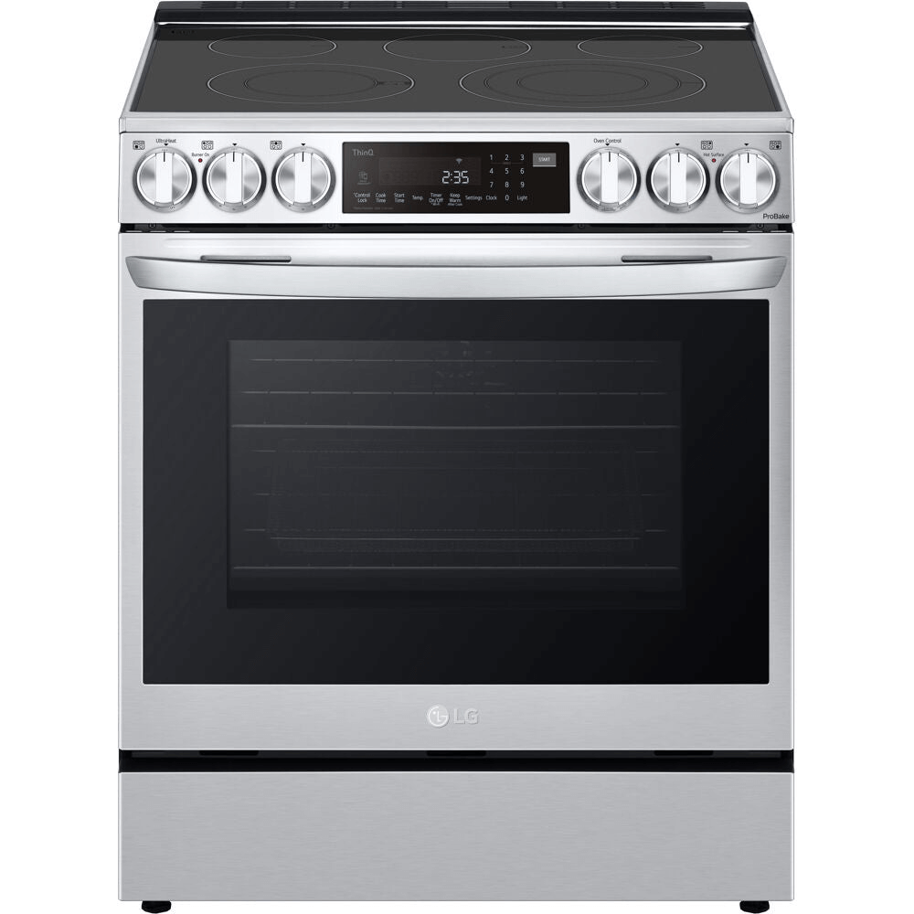 LG 6.3-Cu. Ft. Smart Wi-Fi Enabled ProBake Convection InstaView Electric Slide-in Range with Air Fry, Stainless Steel - white background