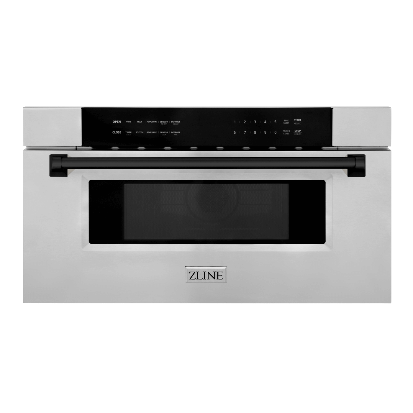ZLINE Autograph Edition 30 in. 1.2 cu. ft. Built-In Microwave Drawer in Stainless Steel with Matte Black Accents (MWDZ-30-MB)