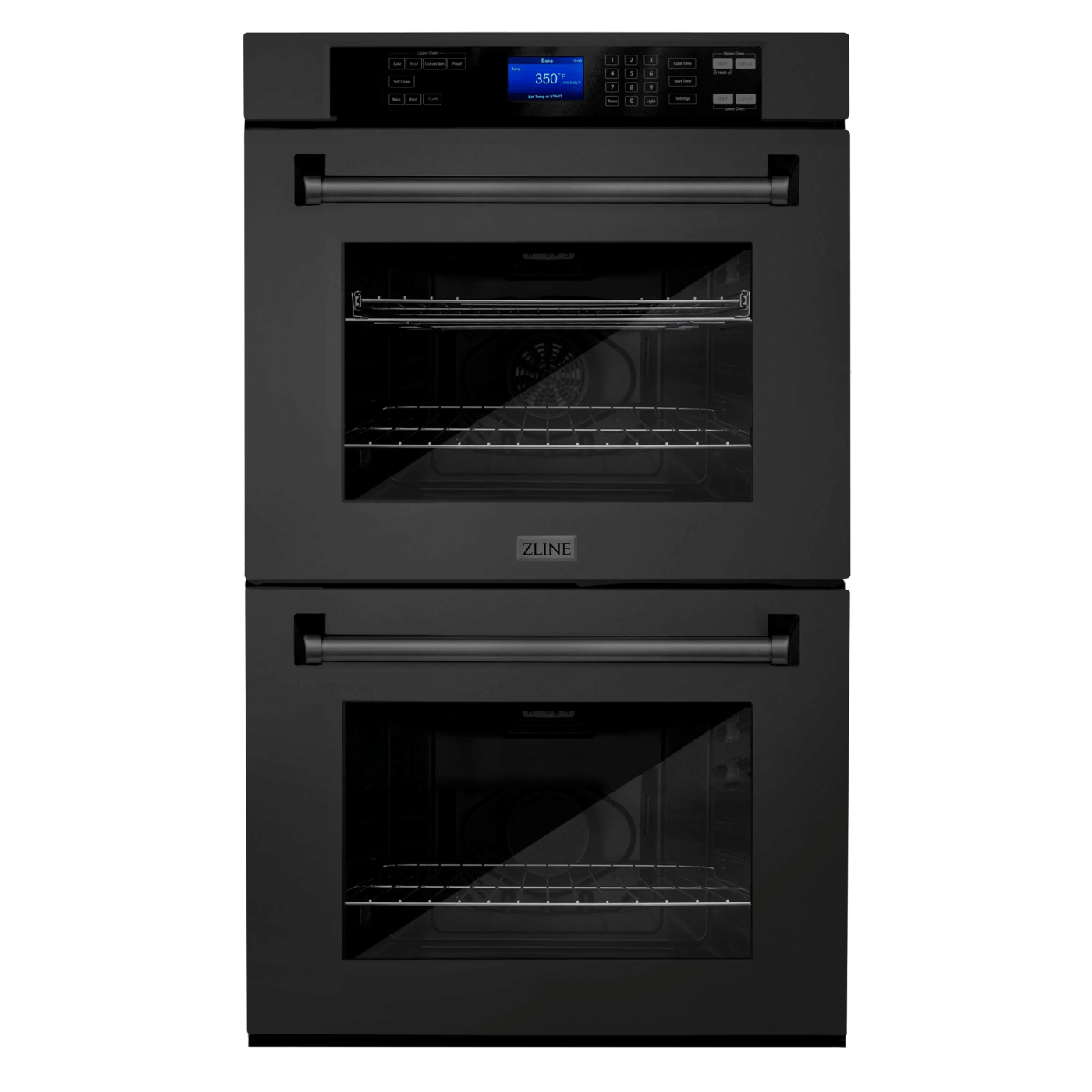 ZLINE Double Wall Oven in Black Stainless Steel - white background
