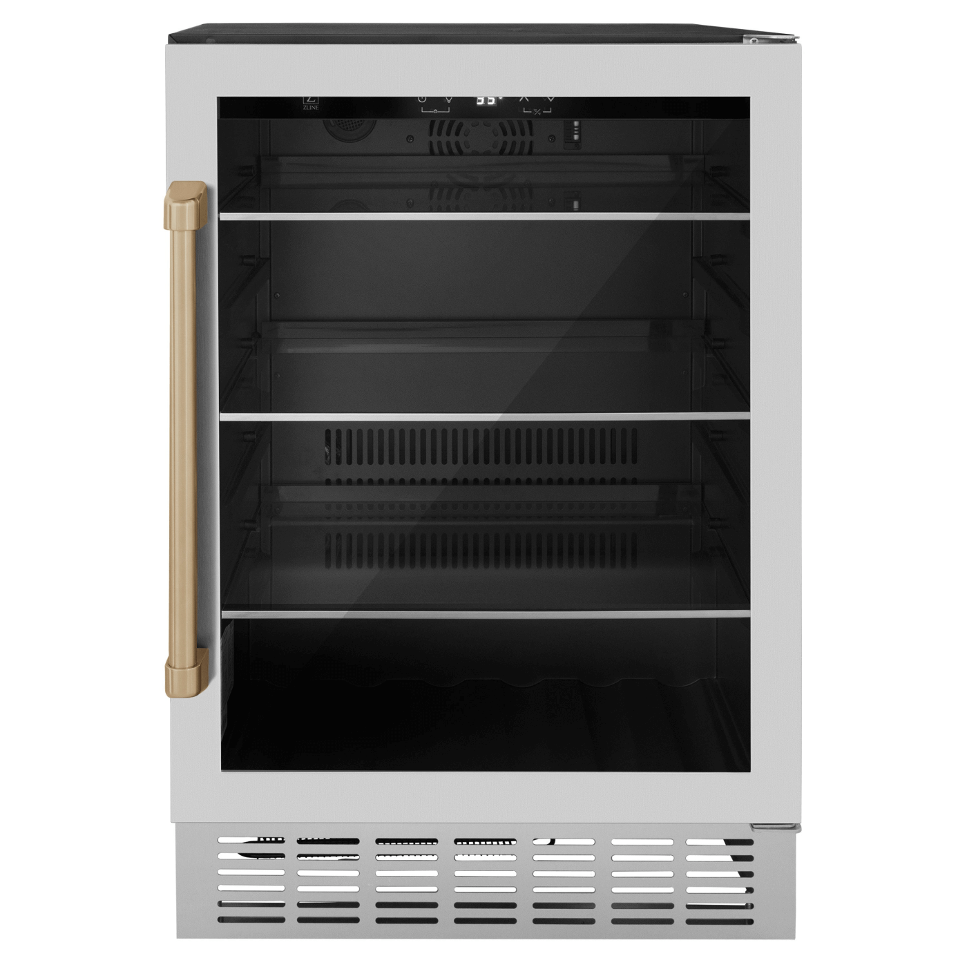 ZLINE 24 In. Monument Dual Zone 44-Bottle Wine Cooler in Stainless Steel with Wood Shelf (RWV-UD-24)