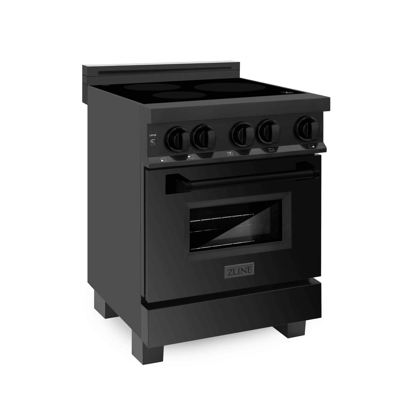 ZLINE 24 in. 2.8 cu. ft. Induction Range with a 3 Element Stove and Electric Oven in Black Stainless Steel - white background