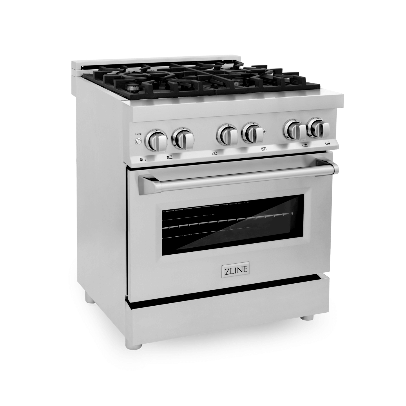 ZLINE 30 in. 4.0 cu. ft. Dual Fuel Range with Gas Stove and Electric Oven in Stainless Steel - white background