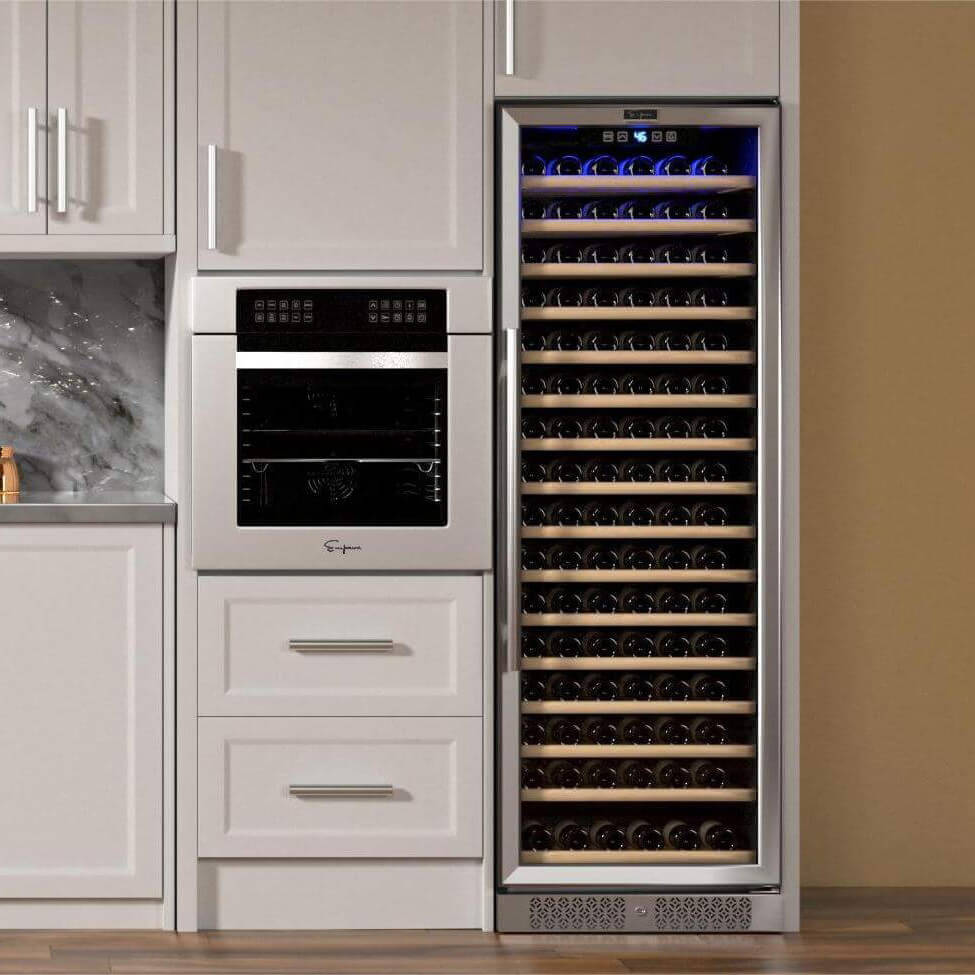 Empava Wall Oven and Wine Cooler in kitchen