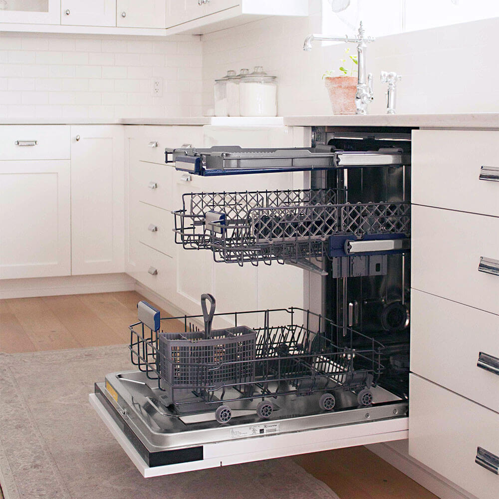 ZLINE Tallac Dishwasher in a cozy white kitchen