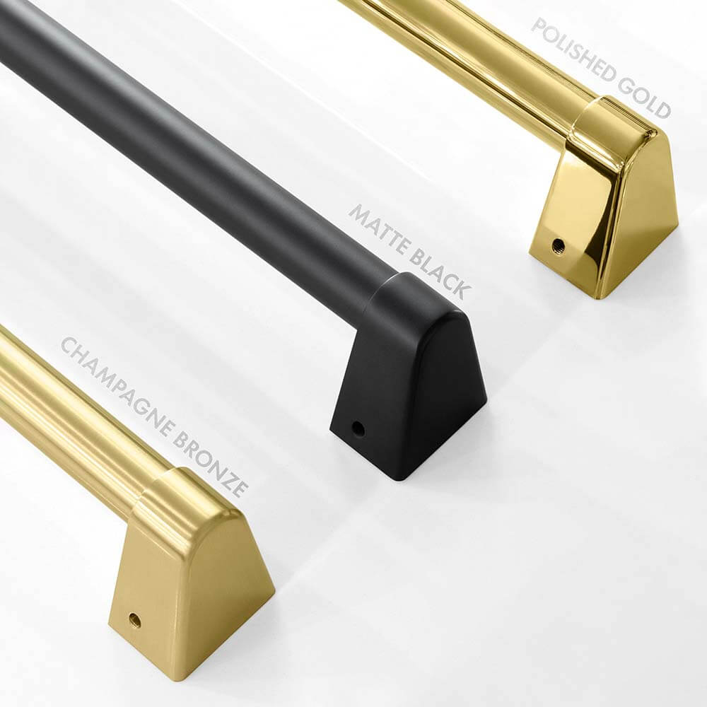 Champagne Bronze, Matte Black, and Polished Gold Autograph Edition Handles Compared.