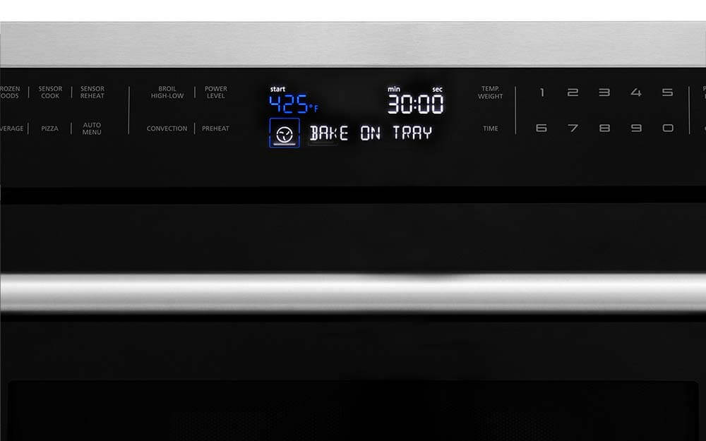 ZLINE 30" Microwave Oven set to bake on tray at 425 degrees.