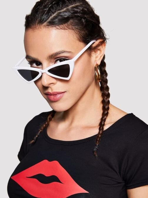 triangle sunglasses designer Zoe Kravitz