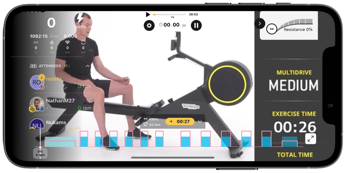 Kinomap rowing training screenshot