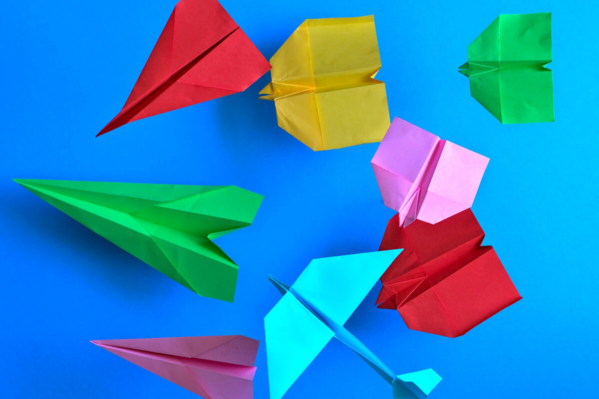 coloured paper planes