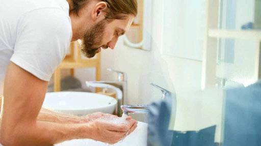 Stimulate facial hair growth by washing your face