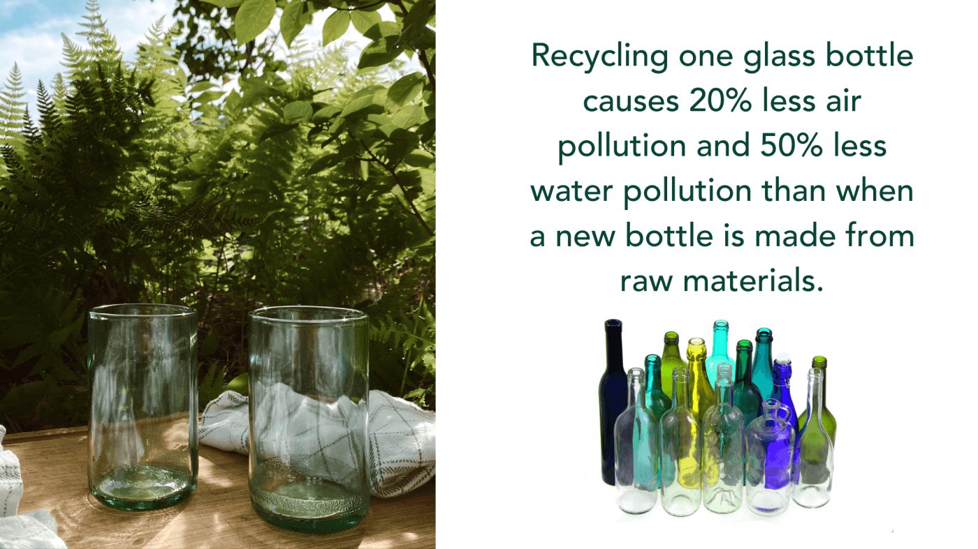 Our glass cup sets show that if we combine glass upcycling and recycling, we could dramatically reduce waste and carbon emissions, conserving our natural resources.ng