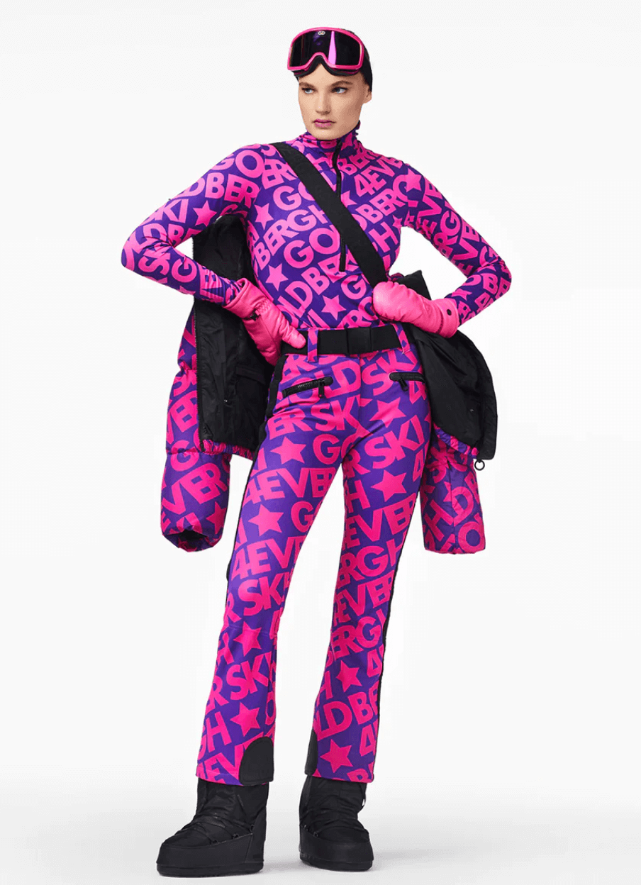 Goldbergh Forever Pink and Purple ski pants Valentine's Day Gift Guide for Skiers 2023