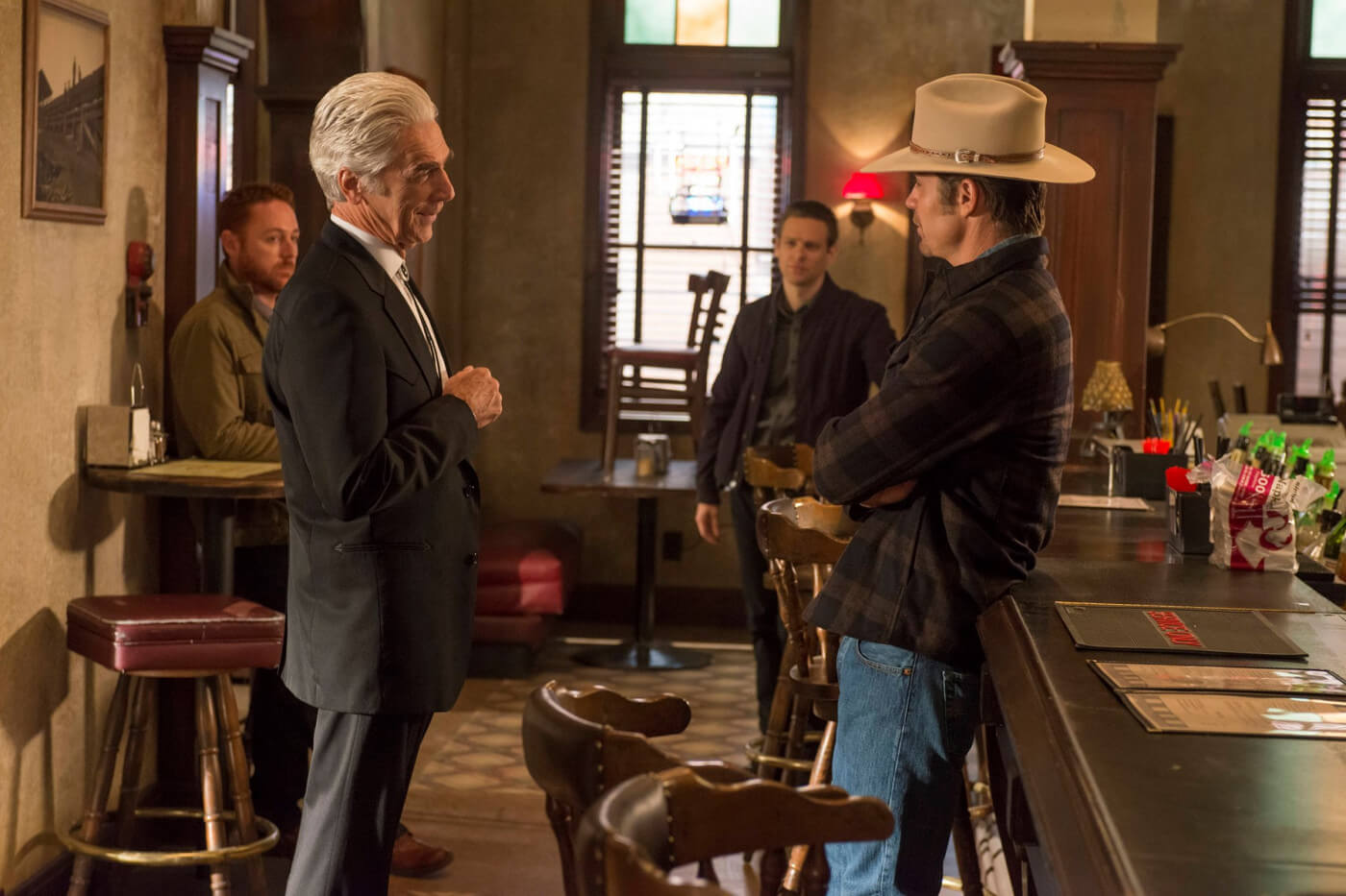 Avary Markham and Raylan Givens on Justified Discussing Wild Turkey
