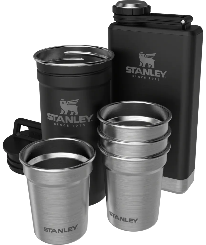 PRE-PARTY SHOTGLASS & FLASK SET FROM STANLEY BLACK