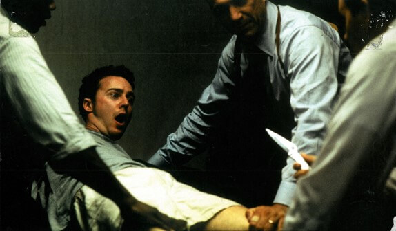 The Narrator (Edward Norton) gets a Spyderco pulled on him in David Fincher’s Fight Club (1999). 