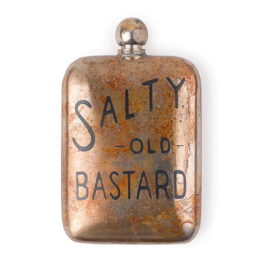 SALTY OLD BASTARD NOBLE FLASK FROM THE SNEERWELL STAINLESS STEEL
