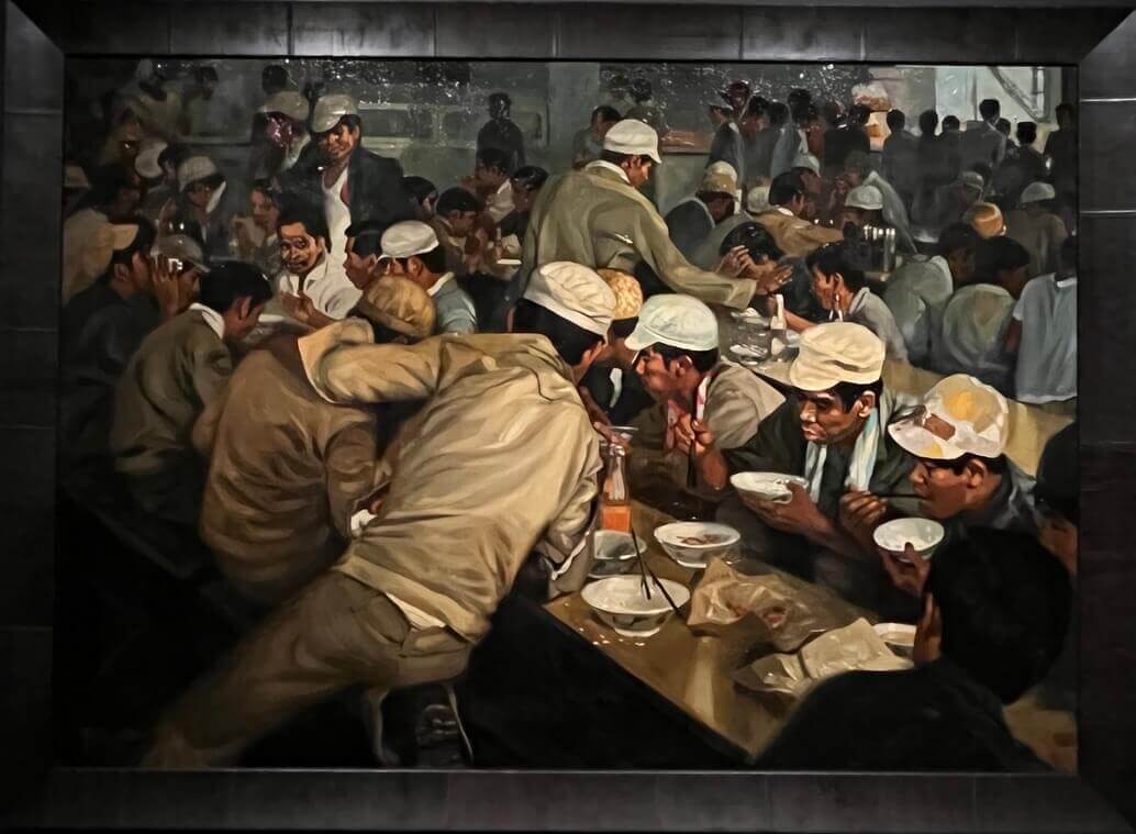 Chua Mia Tee's oil painting Workers in a Canteen