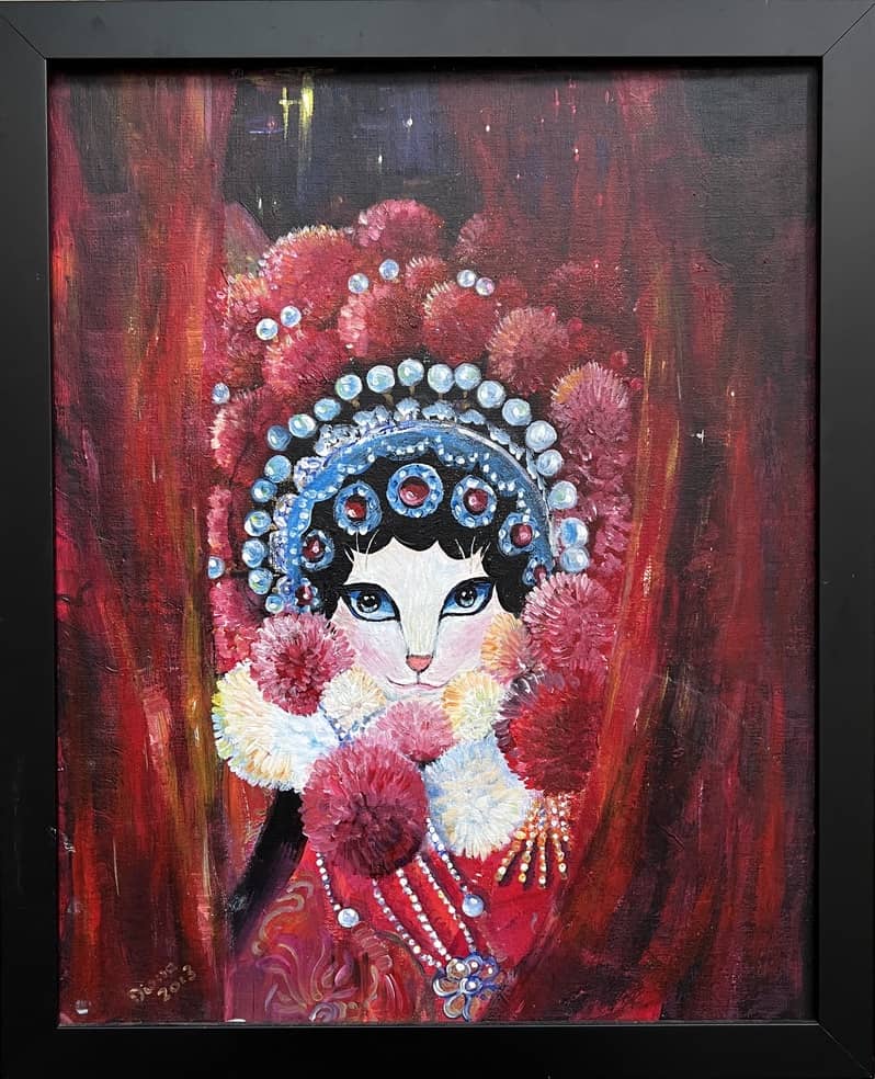Singapore artist Diana Lim's painting of a cat in Chinese opera.