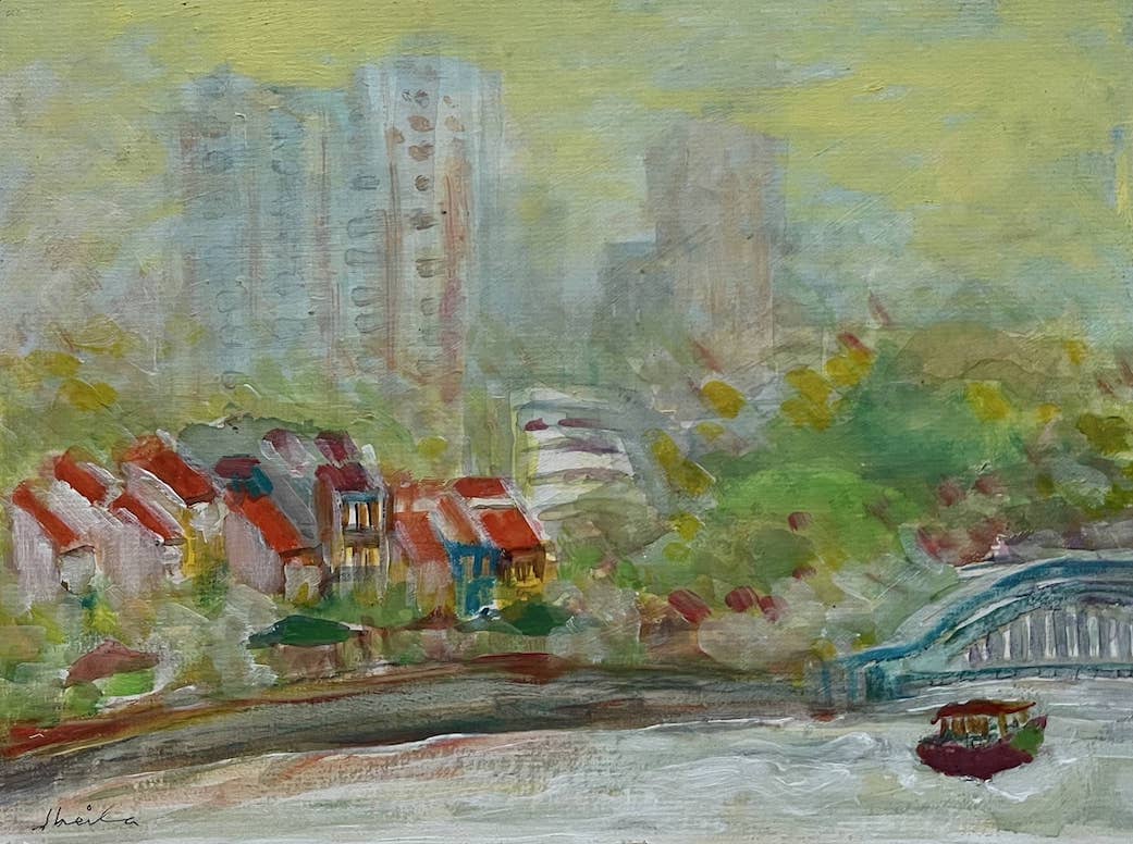 Sheila Tang's painting of the Singapore River