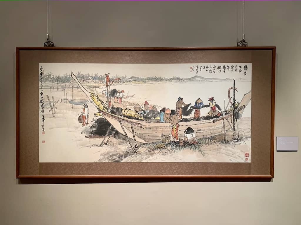His Chinese ink painting titled Returning Boat.