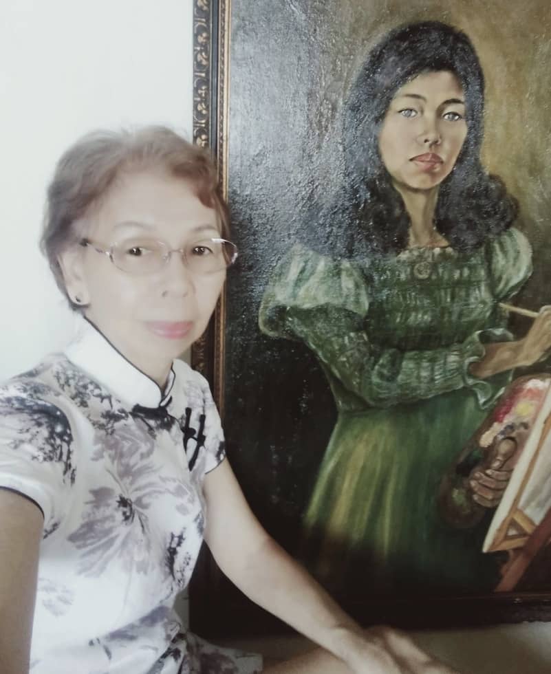 Singapore artist Monica Chua with her self portrait