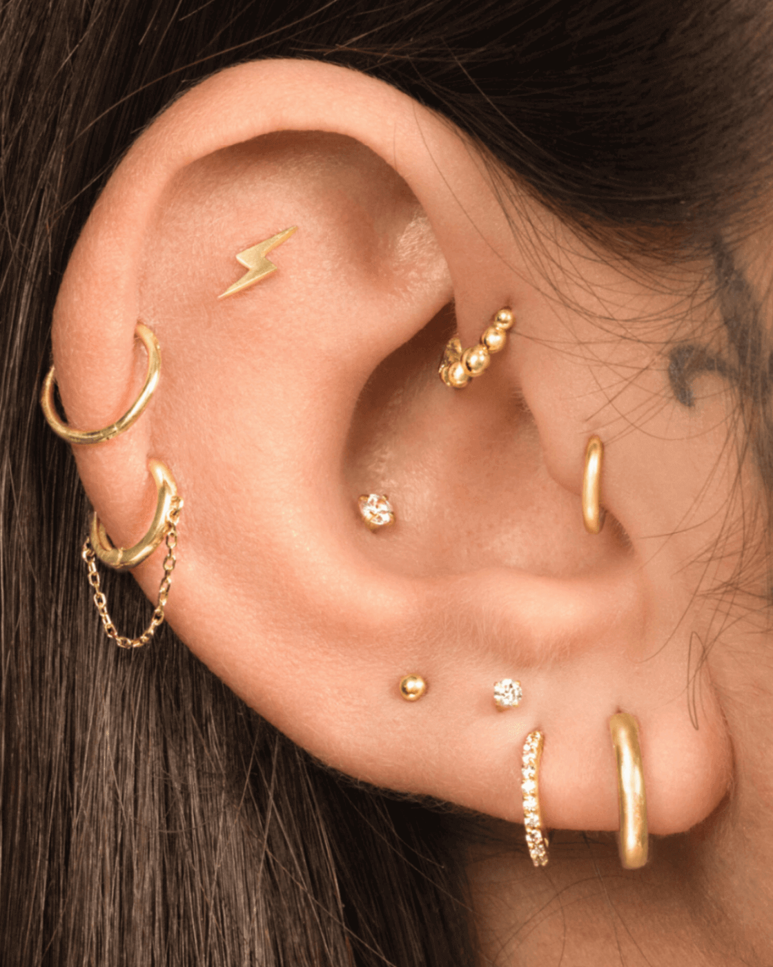 THICK DOUBLE PIERCING FRESHWATER PEARL HOOP EARRINGS- 14k Yellow Gold - The  Littl A$134.99 A$134.99 14k Yellow Gold Bridal (Jewellery Only) Double  Piercing