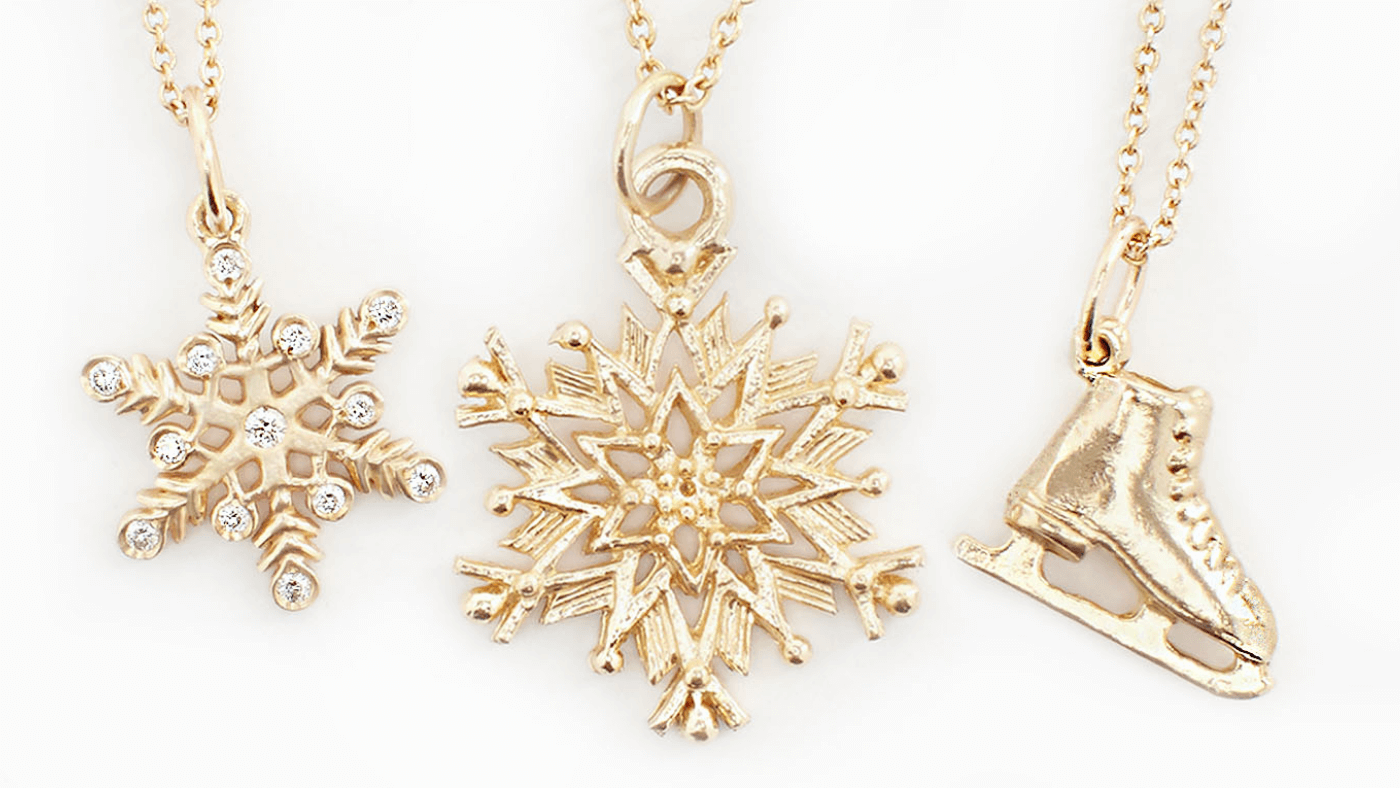 Helen Ficalora Special Charms for Christmas Snowflake Pendant Ice Skate Necklace winter jewelry jewelry gifts for holidays christmas jewelry