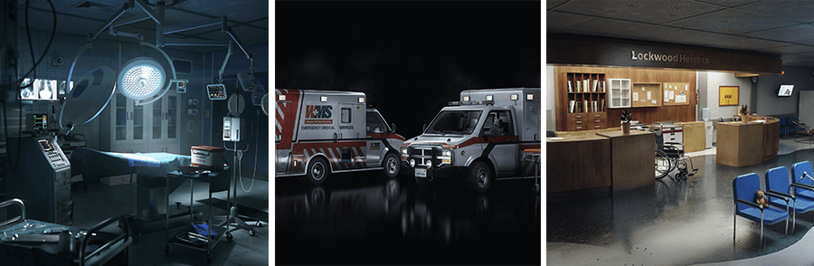 Emergency Response 3D Assets of Hospitals, Urgent Care, Ambulance
