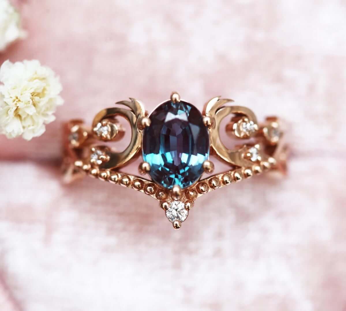 A vintage-style alexandrite and diamond ring by Capucinne