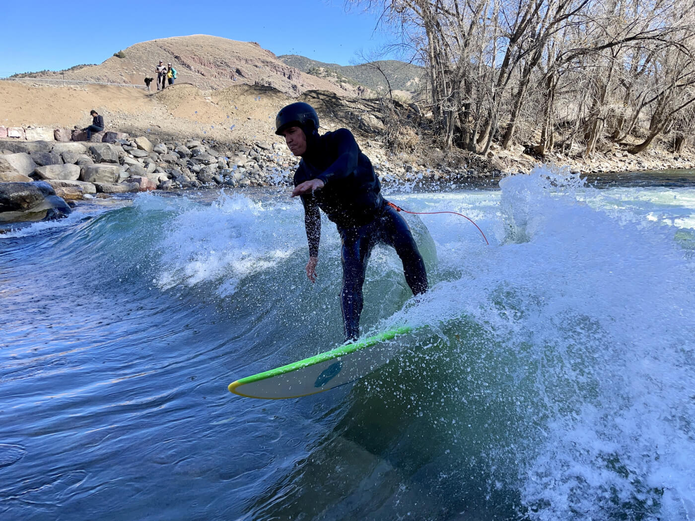 Zack Hughes ripping the new surf wave in Salida, Colorado