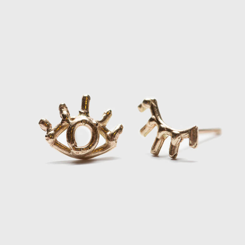 Wink Studs cast in gold by Corkie Bolton Jewelry