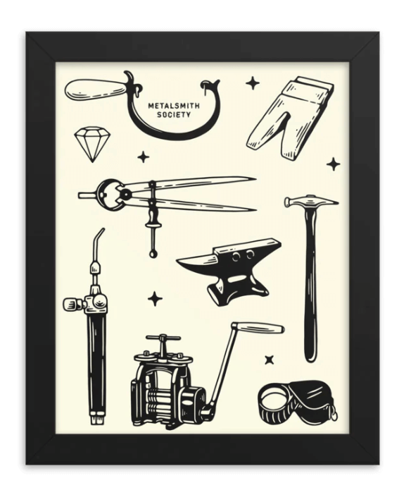 Jewelry tool art print. Gifts for Jewelry makers.