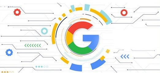 Google logo with computer interface white background