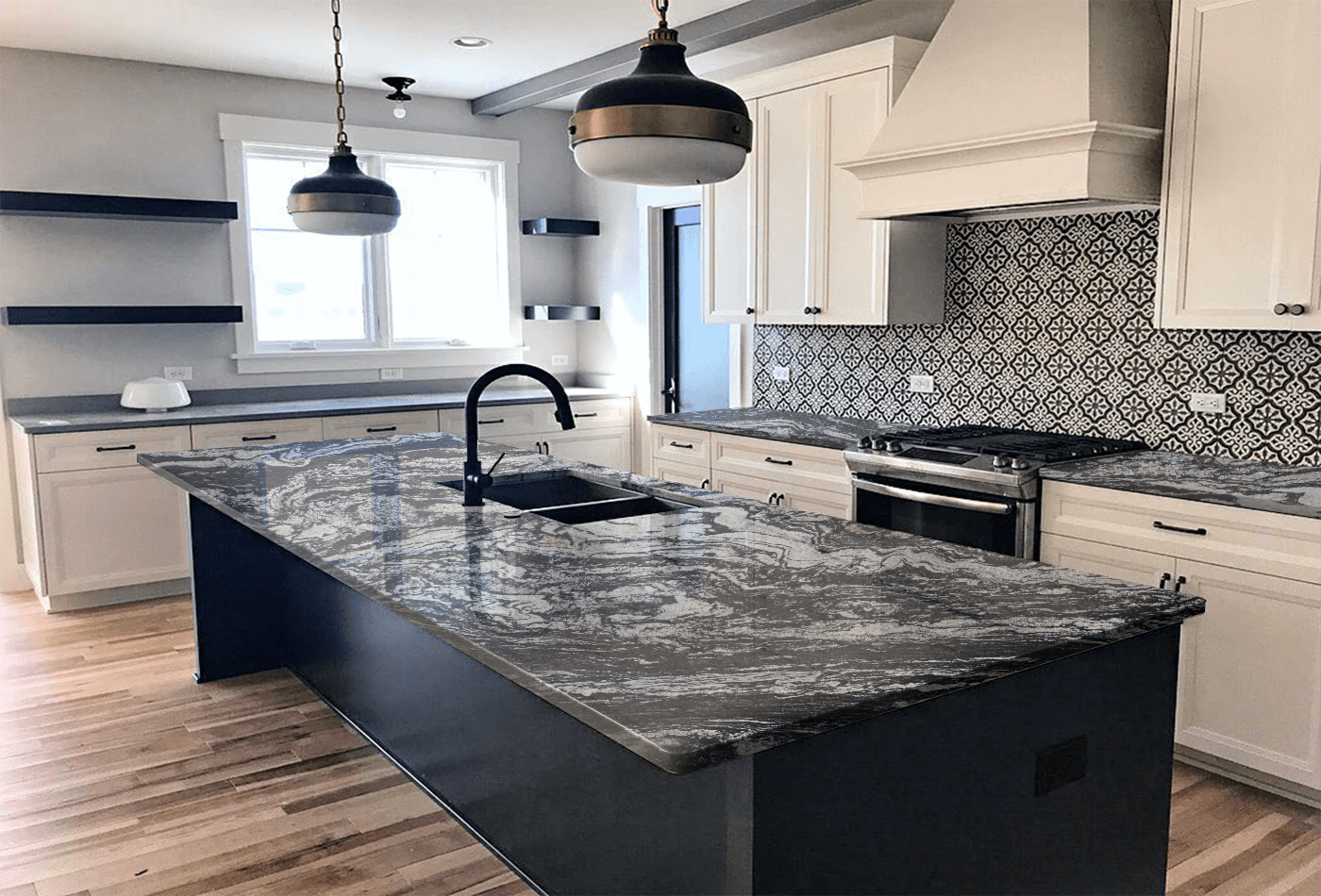 Black Zanzala Granite for your wavy kitchen