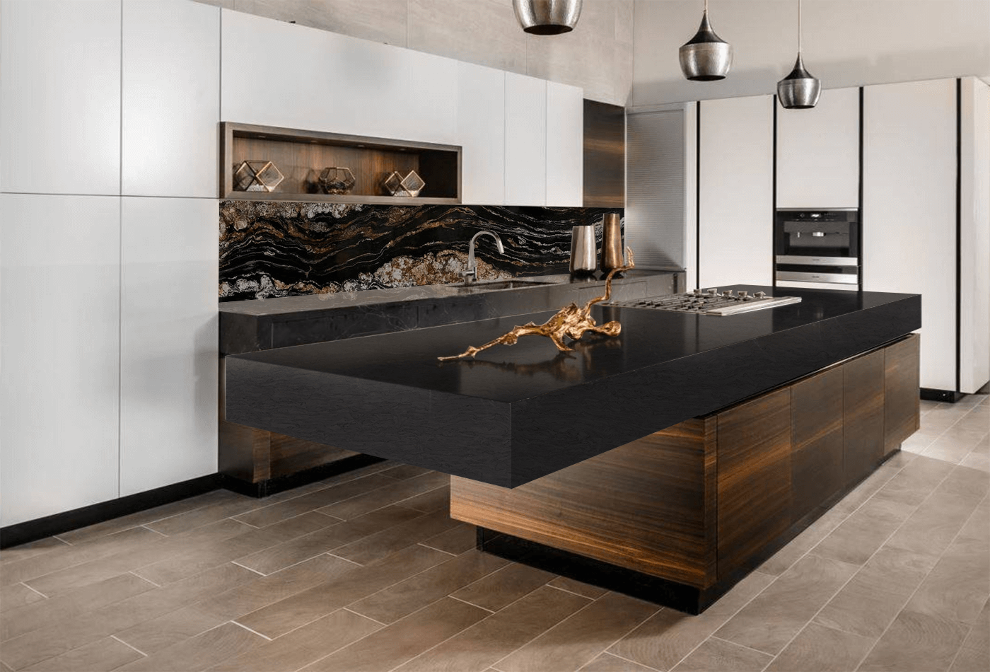 Black and Gold Kitchen is a Fantastic Combination, Try This