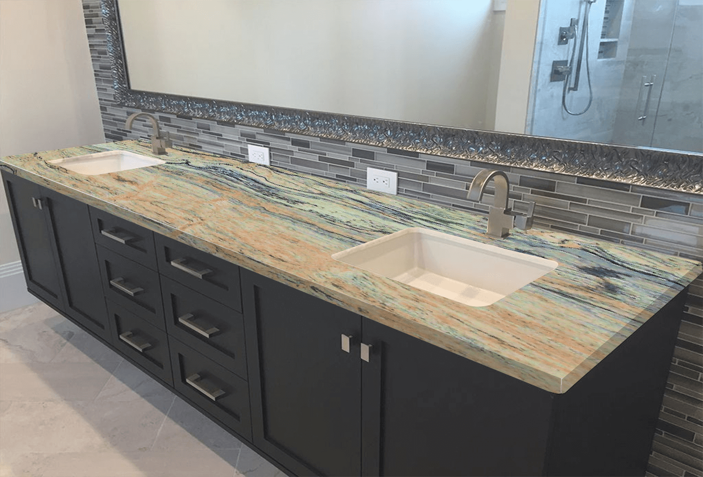 Bring Out Some Exciting Bathroom Countertops with this Gold Granite