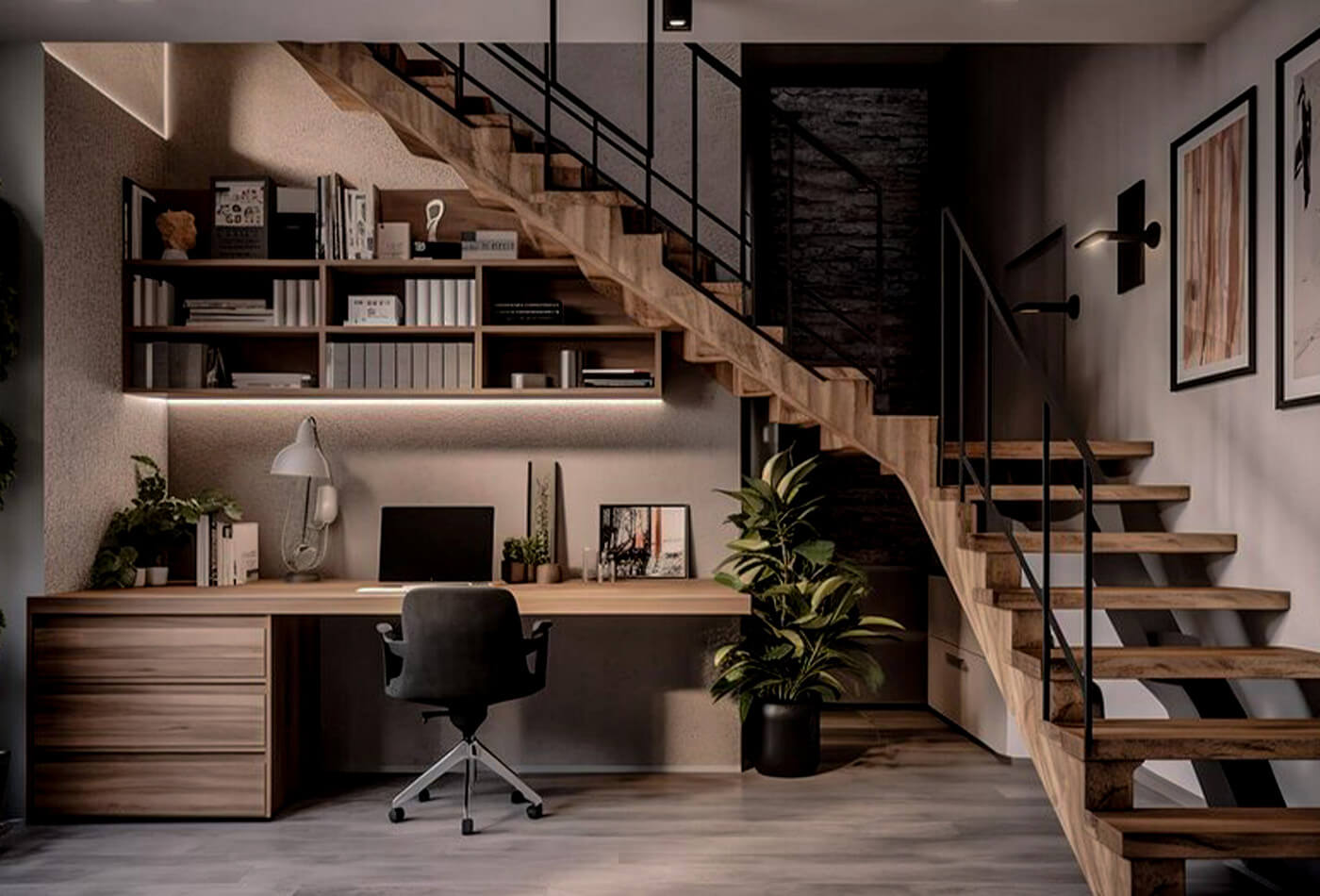 Create a Chic Look in Your Home Office with a Staircase