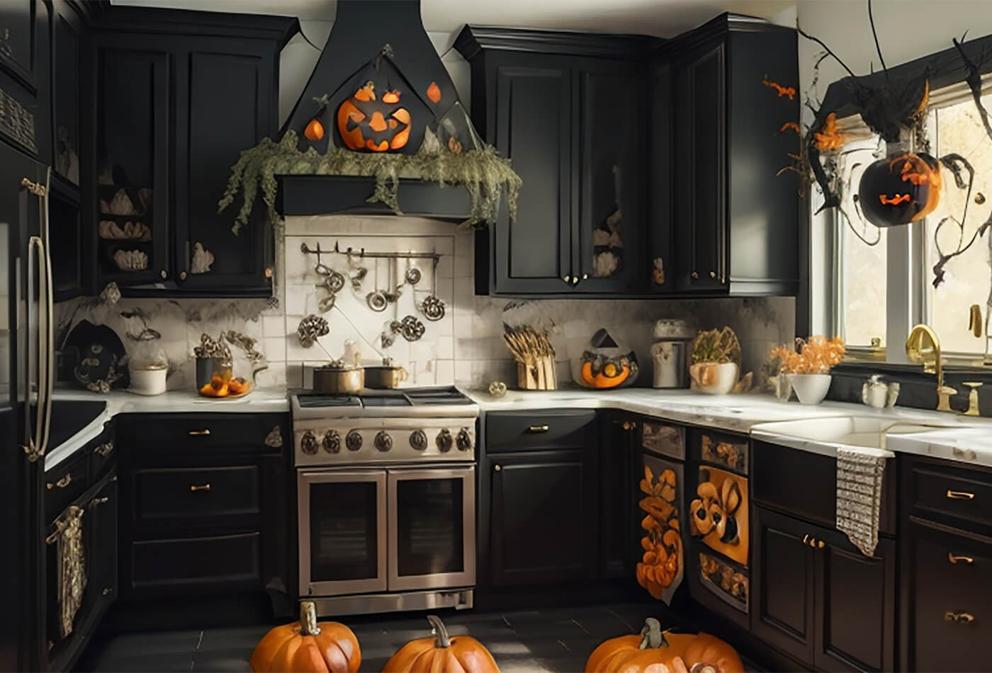 Dark Kitchen Cabinets That Goes Well With Our Upcoming Halloween Season