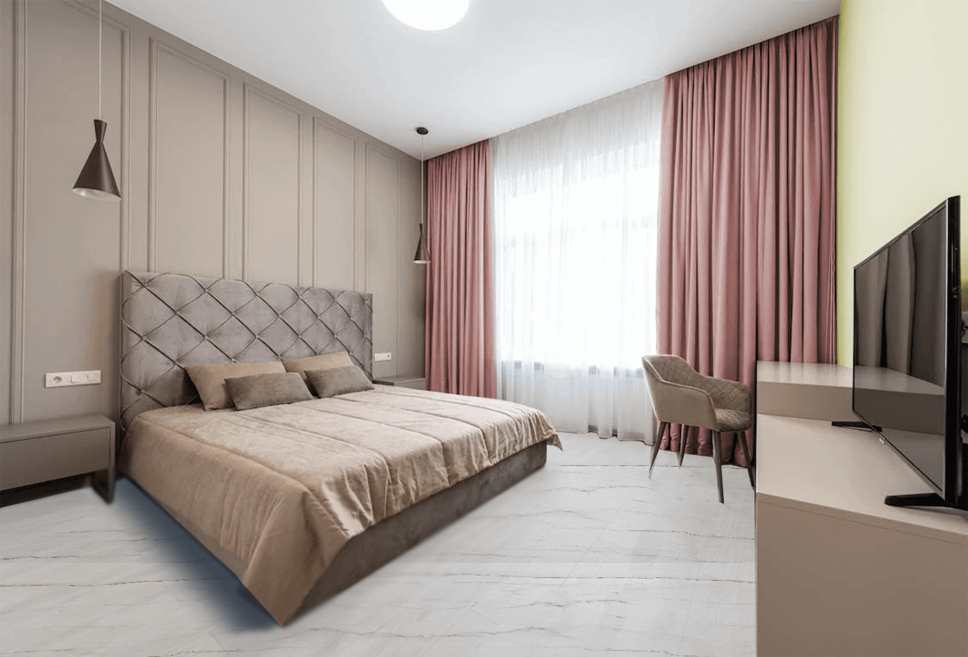 Decked-Up Boheme Quartzite Bedrooms with Curtains