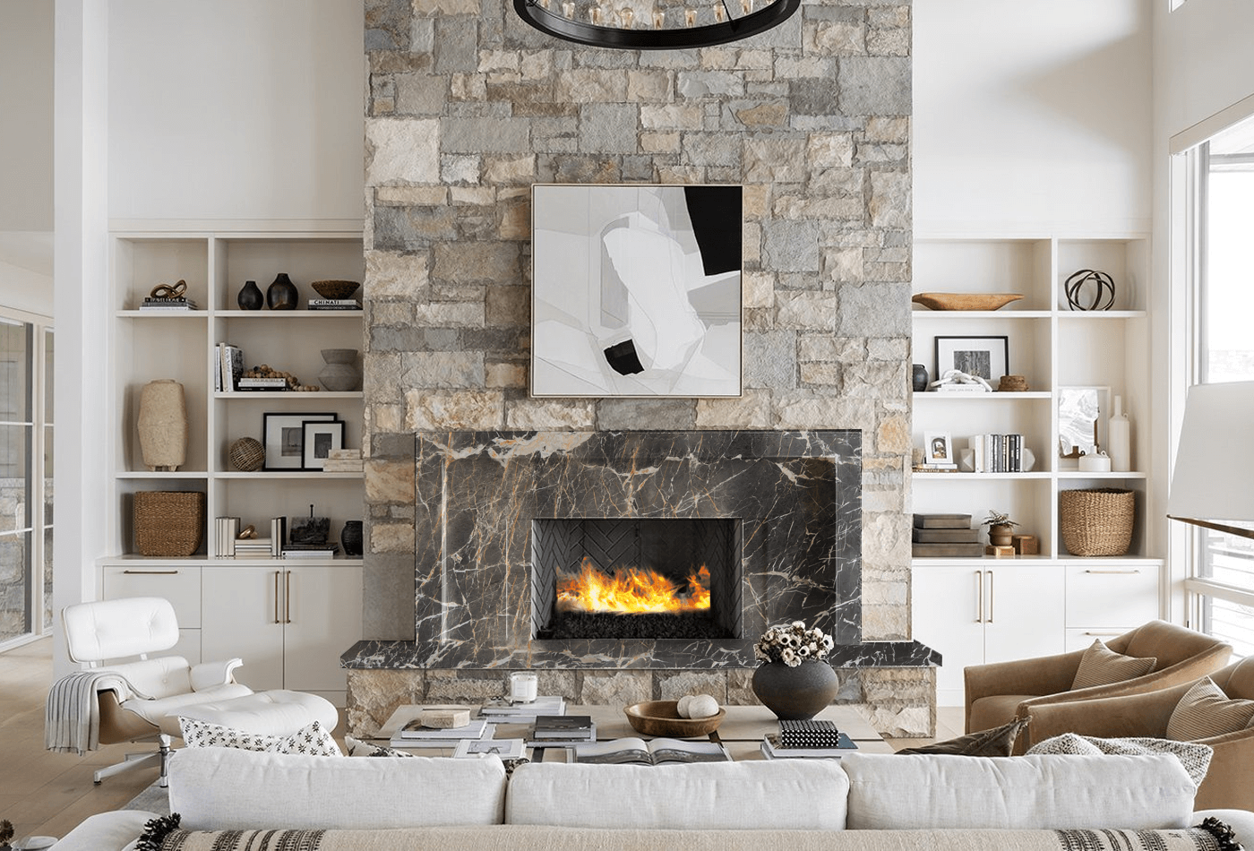 Fireplace Walls using Marble
