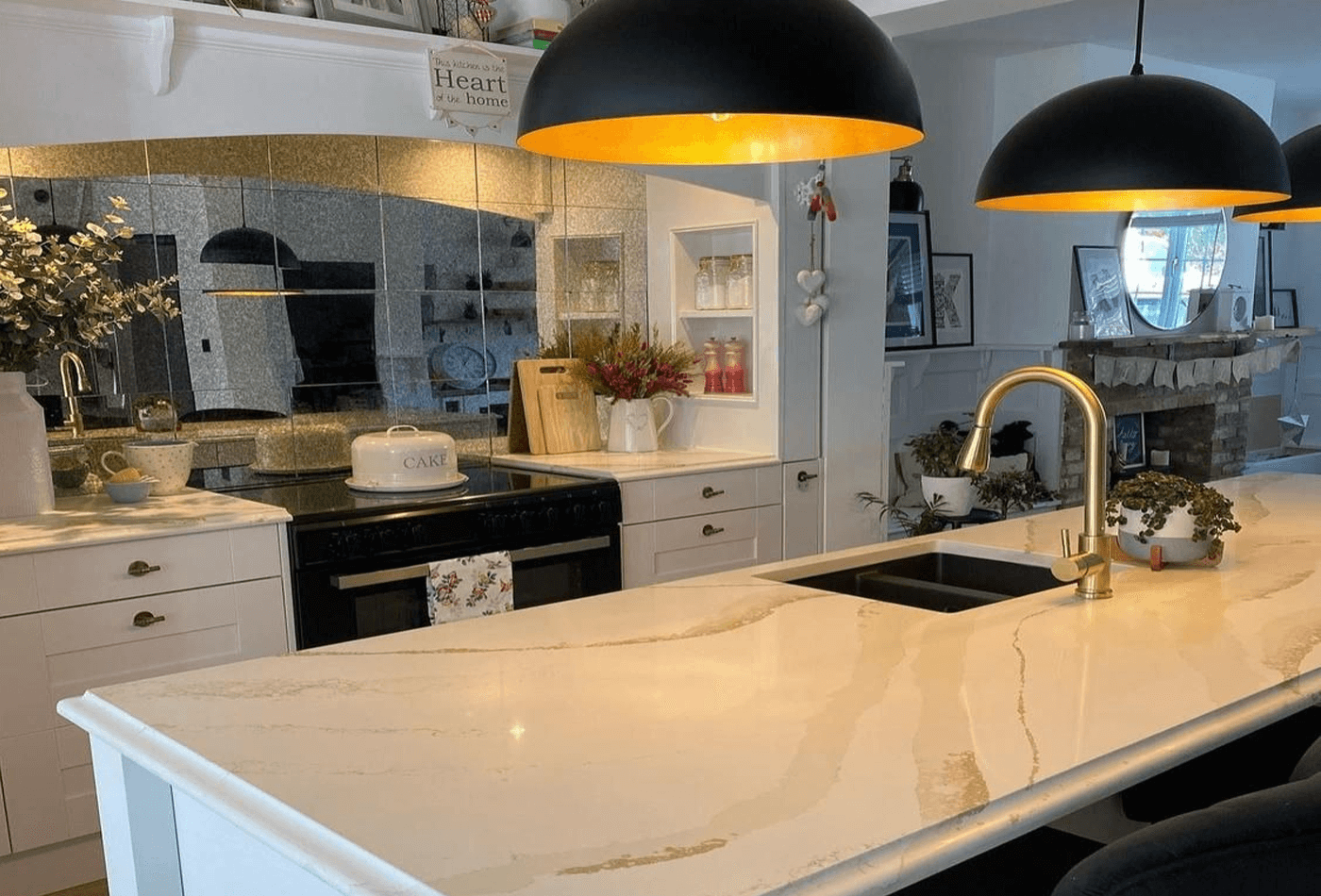 kitchen worktops with gold