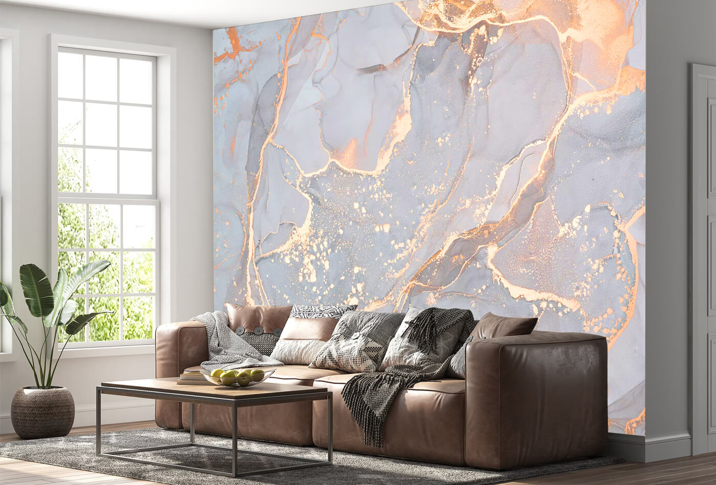 Golden White Splashback Wall Art In The Living Room