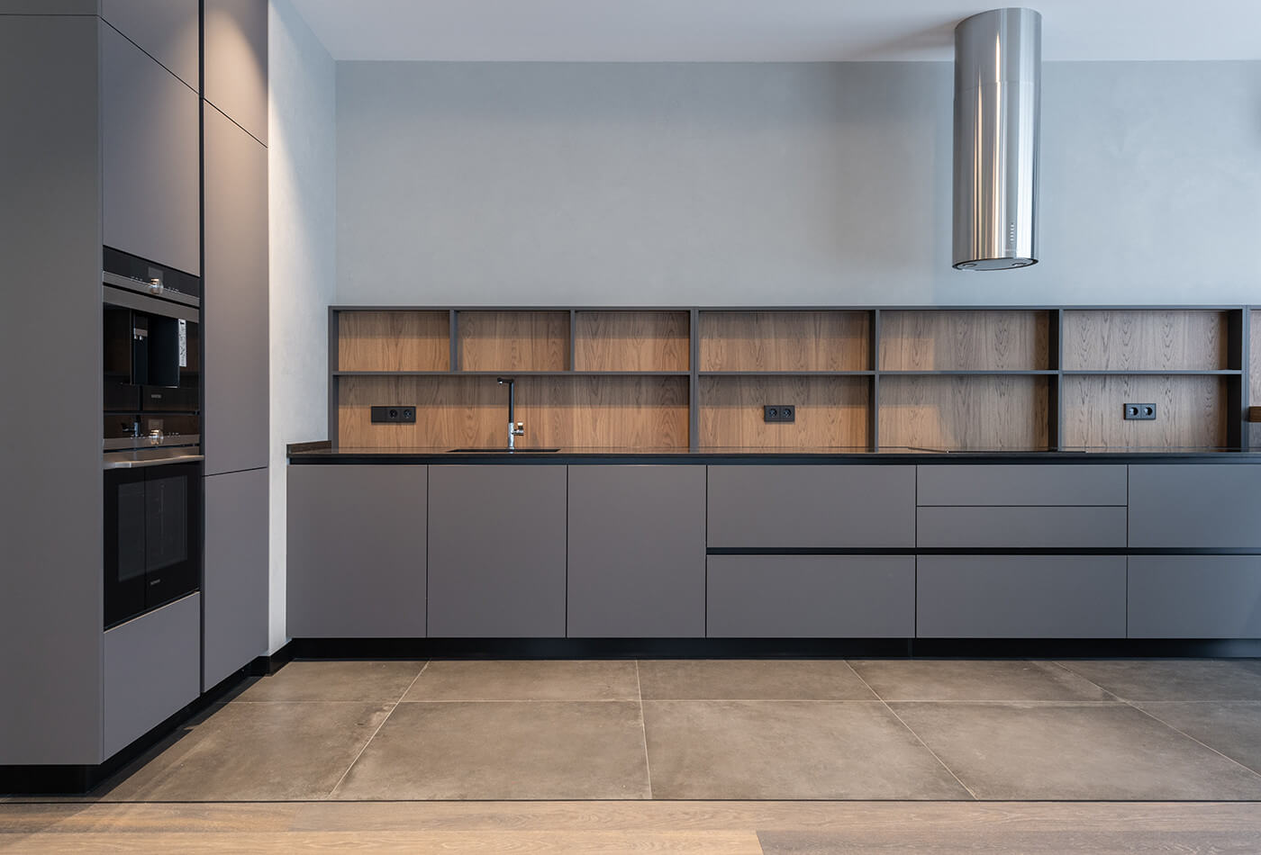 Grey kitchen Without Handles