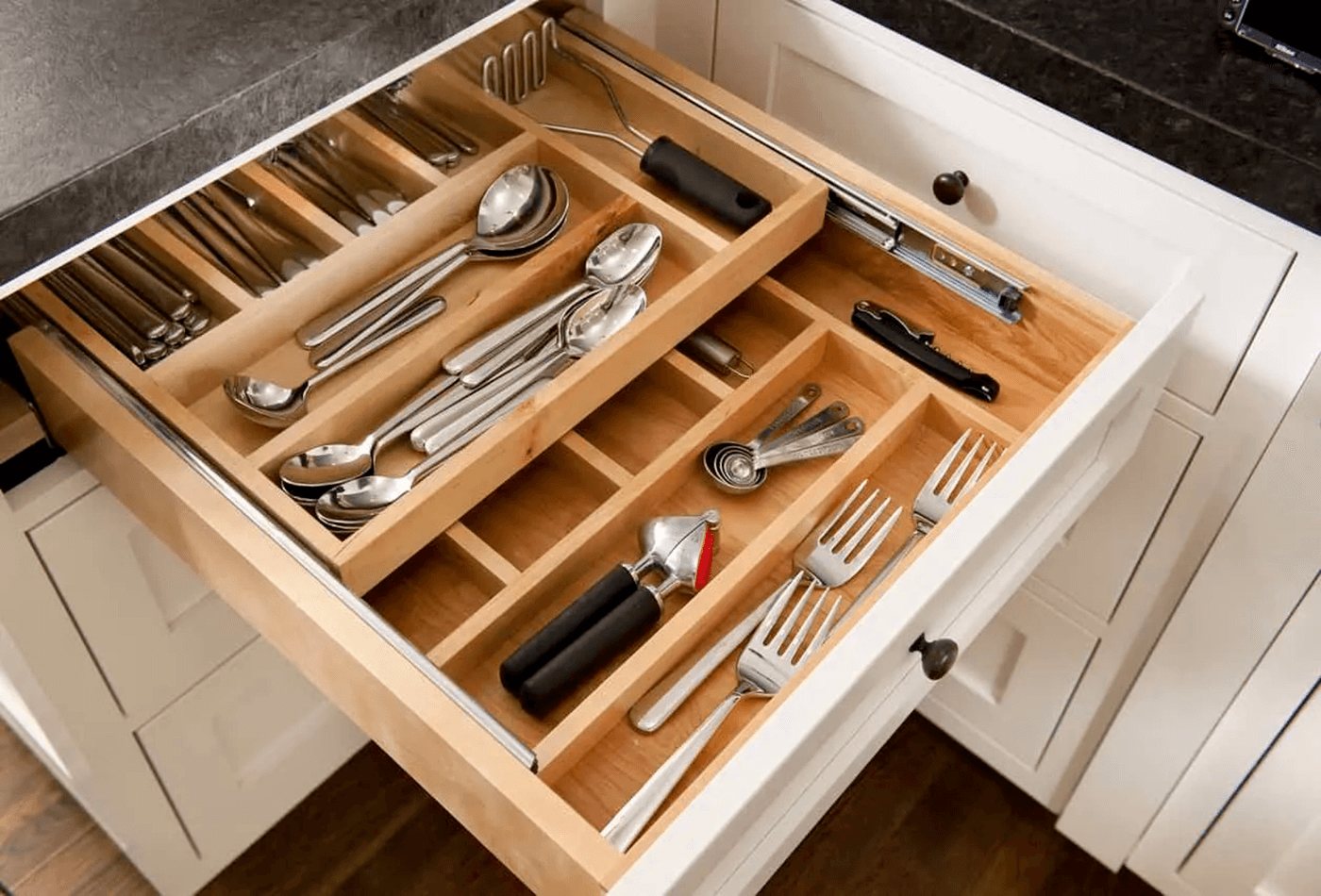 Where to put utensils in a kitchen without drawers