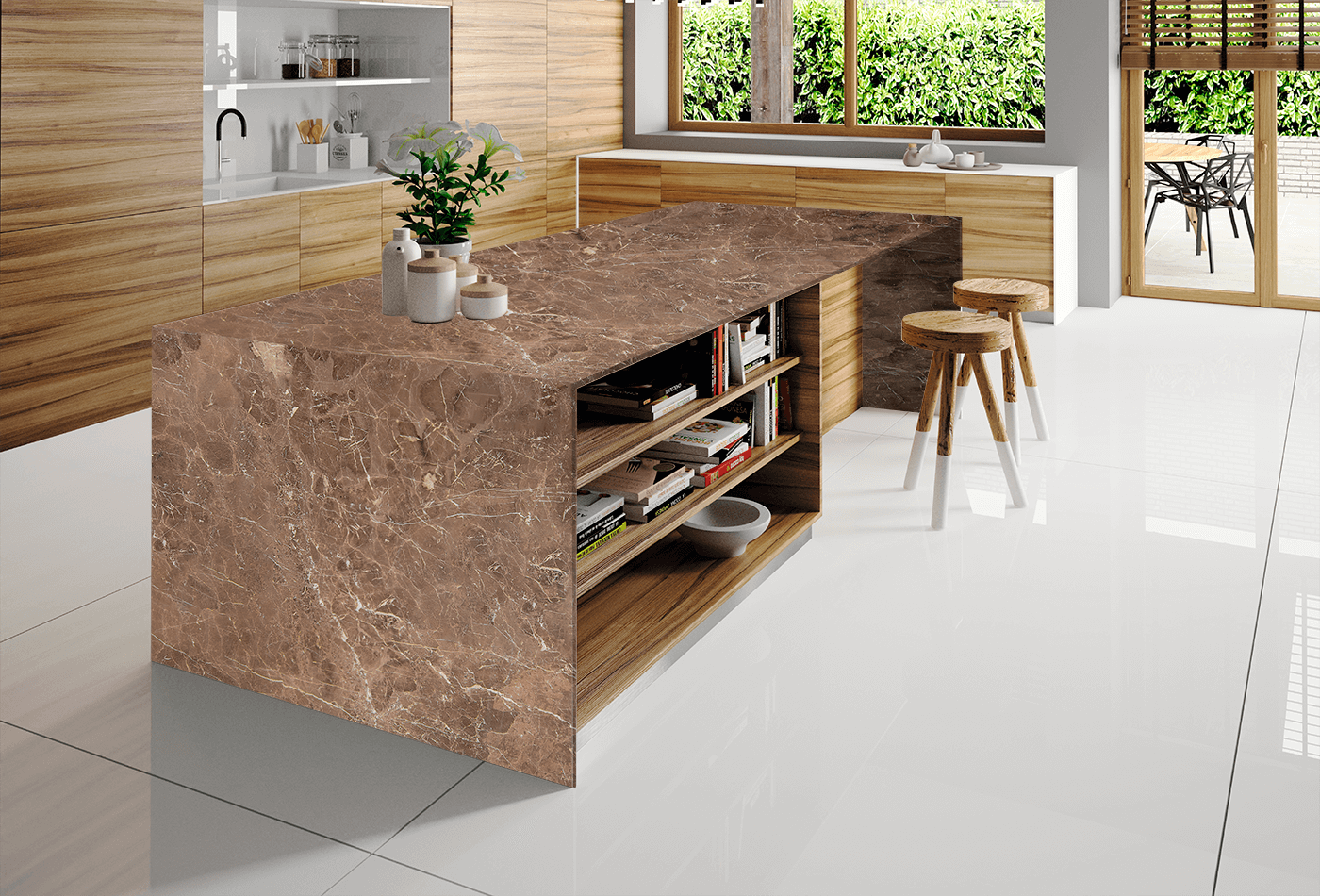 Natural Brown Worktops With Sonic Brown