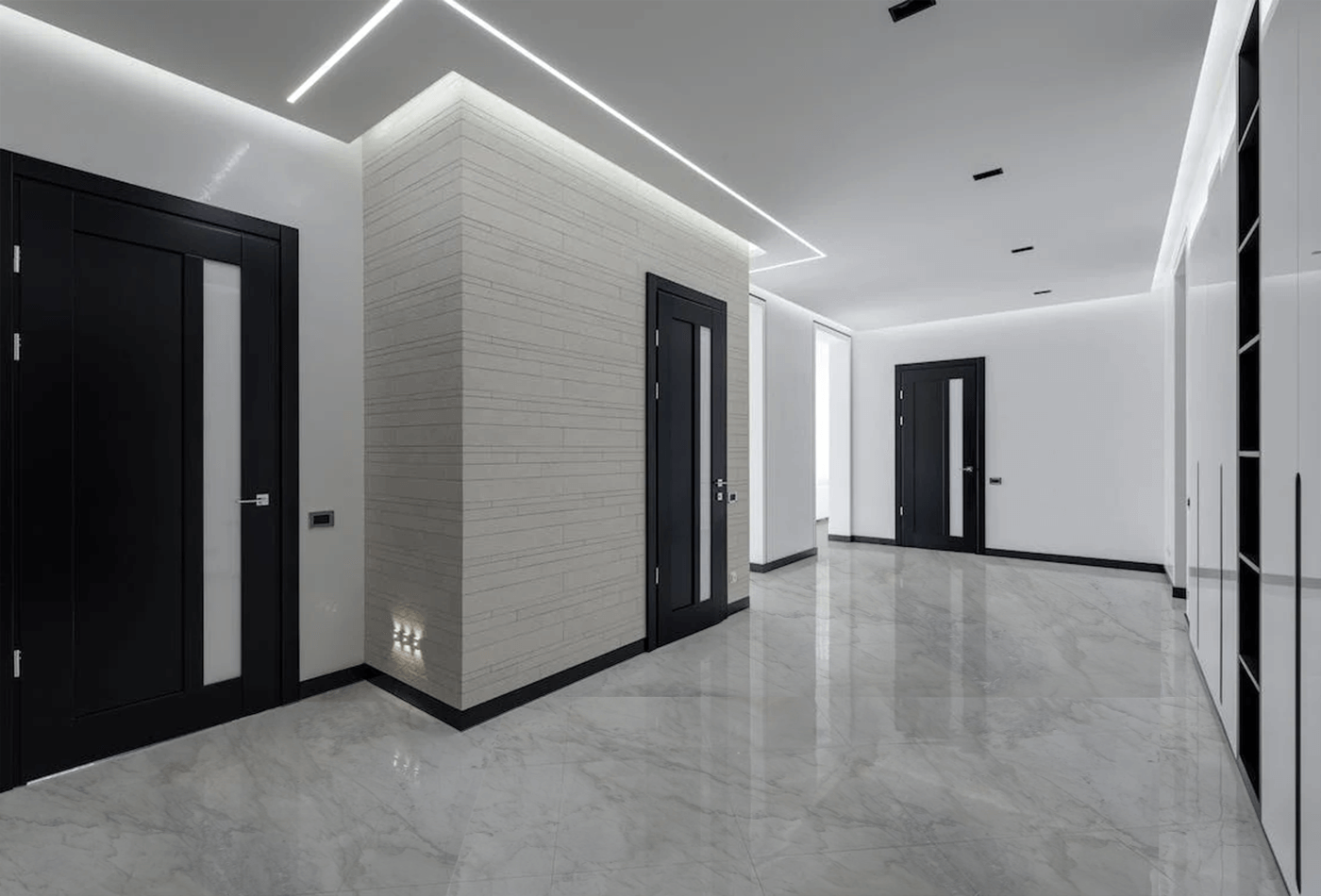 Office Interior Wandering Calacatta Marble to Earn Competency