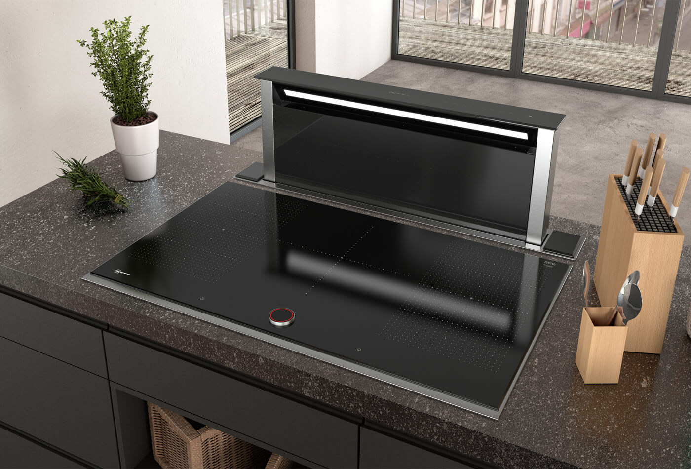 Stylish And Discreet Worktop Downdraft Extractor