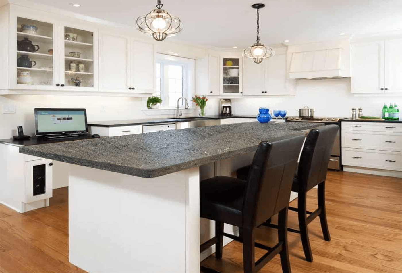 Table Top Counters with Pendant Light